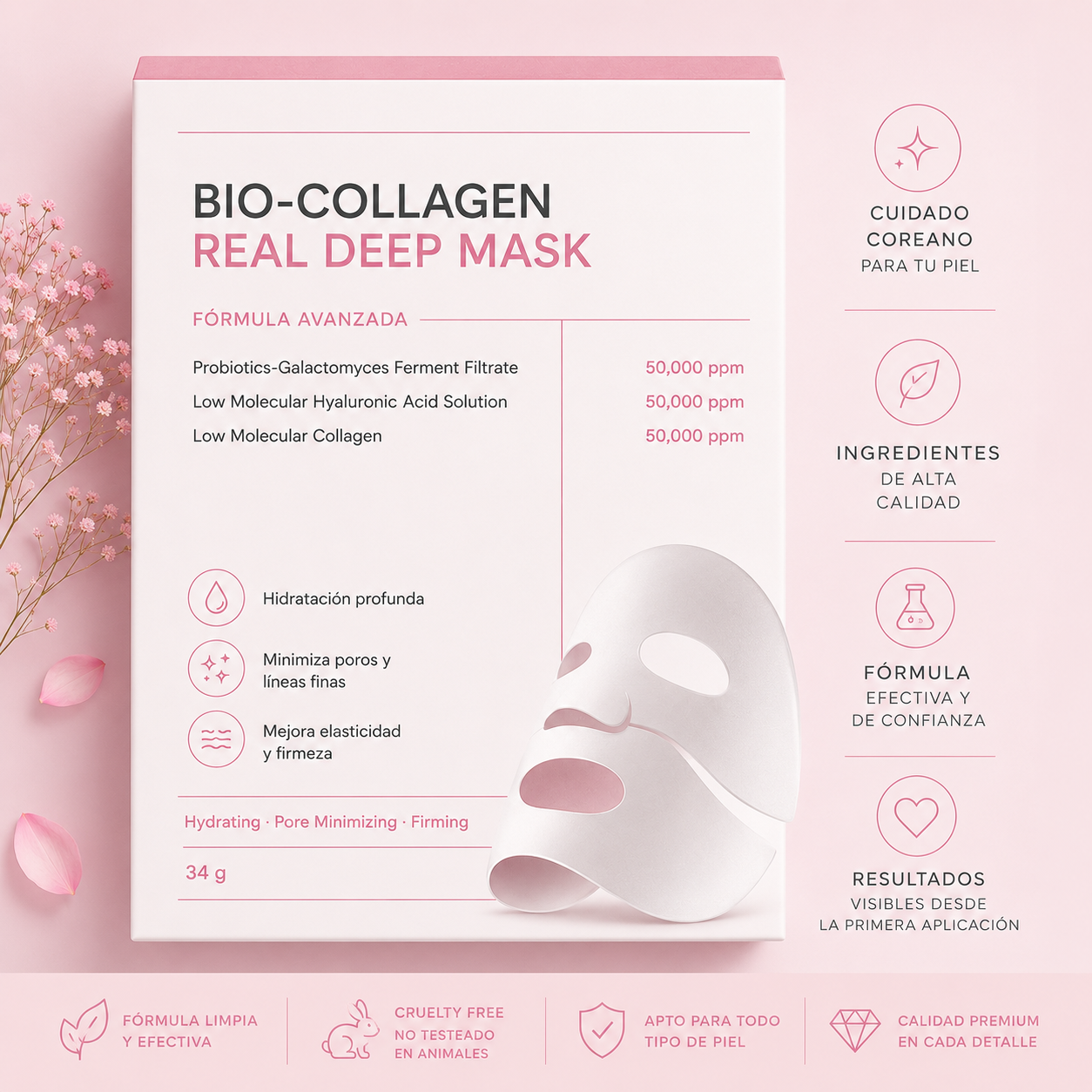 Mascarilla de biocolageno