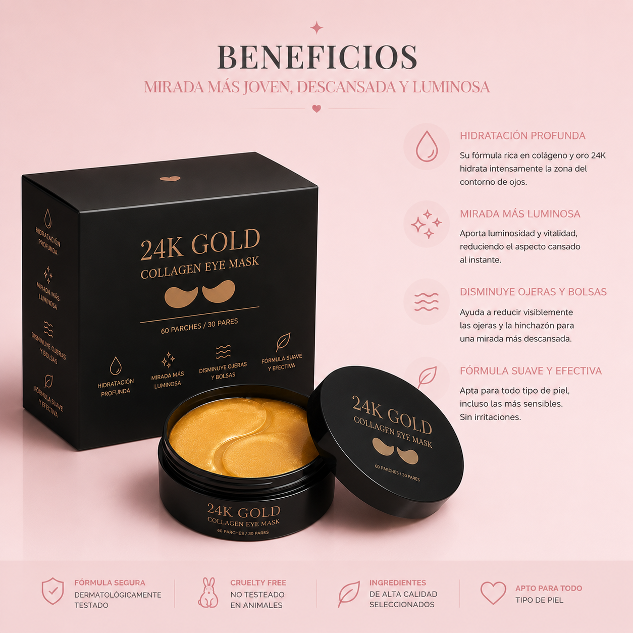 60 Parches de colágeno para ojos